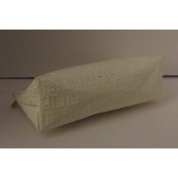 Fendi White F Embossed Print Zucchino Cosmetic Bag - Picture 4 of 12